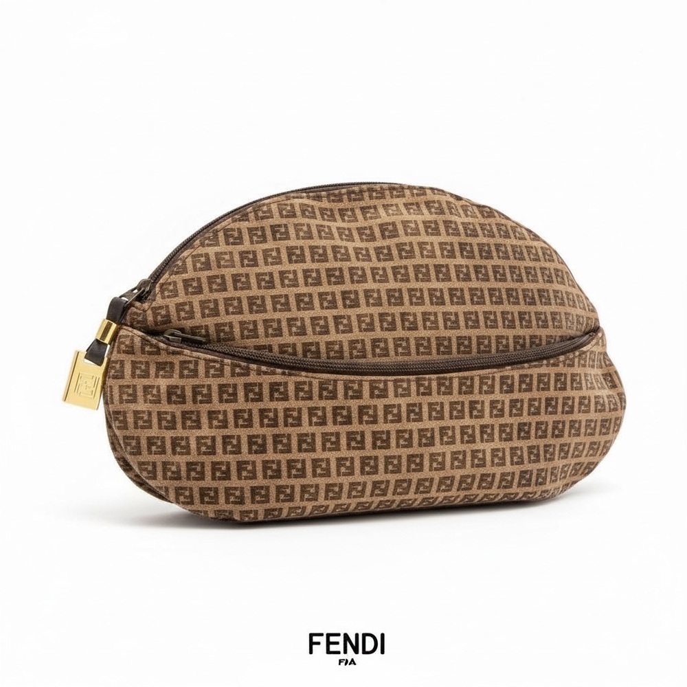 Fendi Brown Velvet Monogram Clutch - Picture 16 of 16